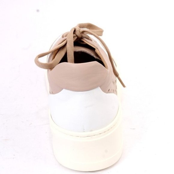 Luca Grossi 867a White / Beige Leather Lace-Up Platform Sneaker - Picture 5 of 8